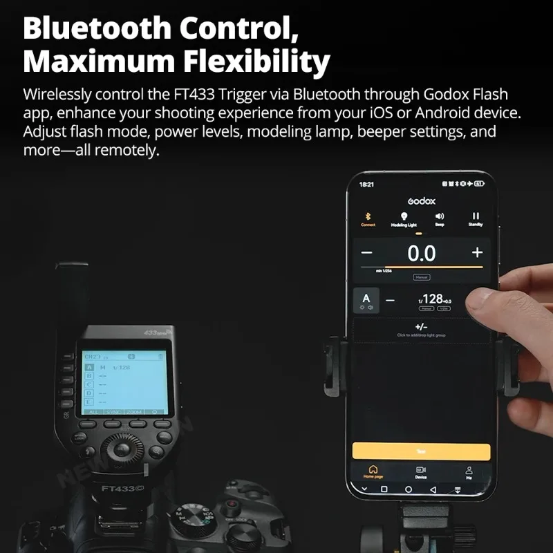 Godox FT433 C/N/S + FR433 para Canon Sony Nikon 433MHz frecuencia TTL disparador de Flash inalámbrico contacto único Control de aplicación Bluetooth - imagen 4