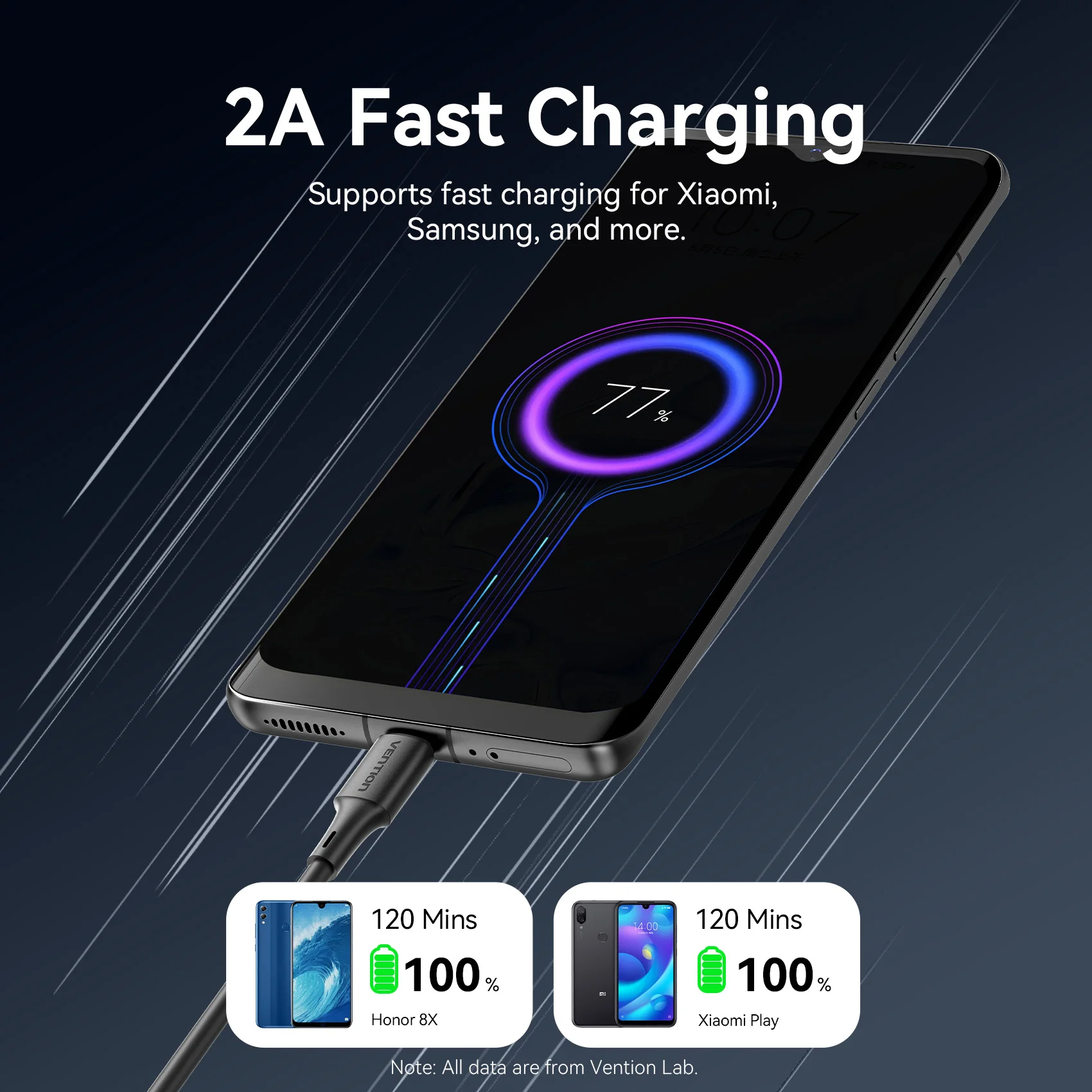 Vention USB Micro Cable de carga USB para Samsung Huawei P30 Xiaomi Redmi 4X Note línea de alimentación de datos Cable de datos de teléfono móvil carga - imagen 2