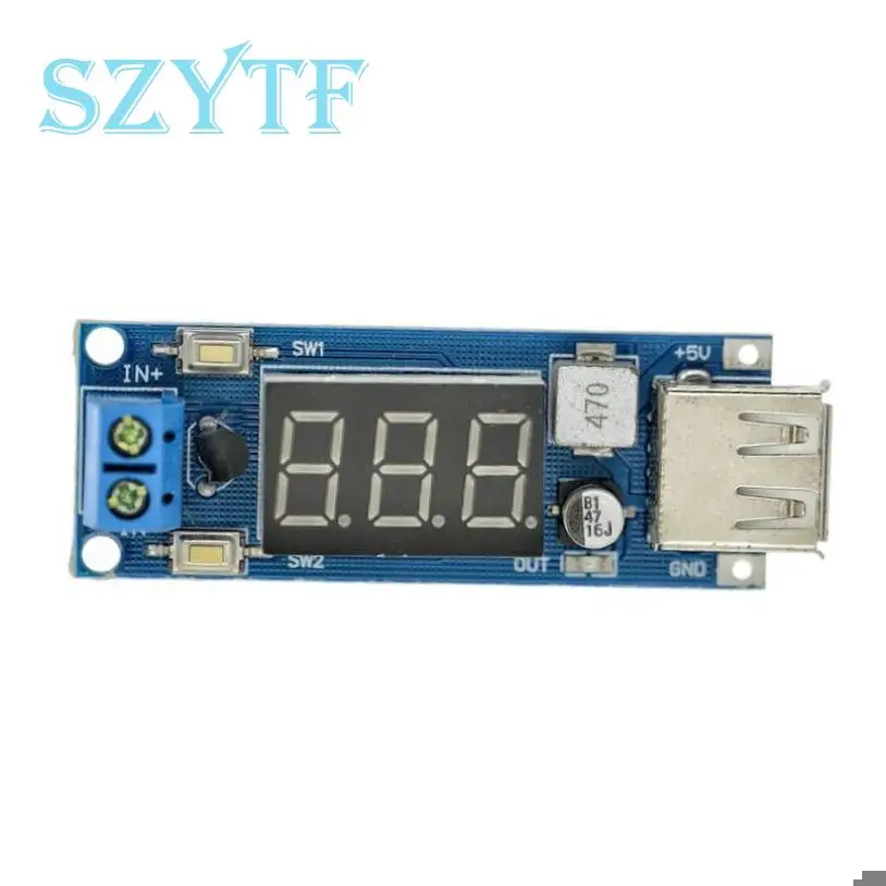 Módulo de energía Buck DC-DC, voltímetro de batería, 5V, carga USB, carga de teléfono móvil, módulo de conversión de energía
