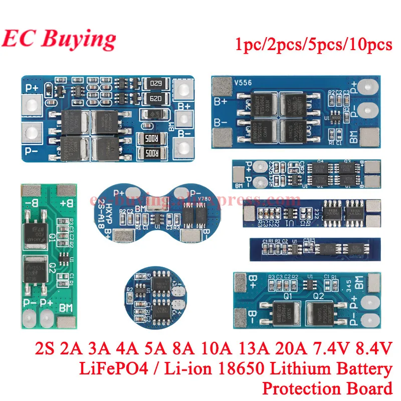 2S 2A 3A 4A 5A 8A 10A 13A 20A 7,4 V 8,4 V LiFePO4/Li-ion 18650 Placa de protección de batería de litio/placa BMS PCM estándar/equilibrio