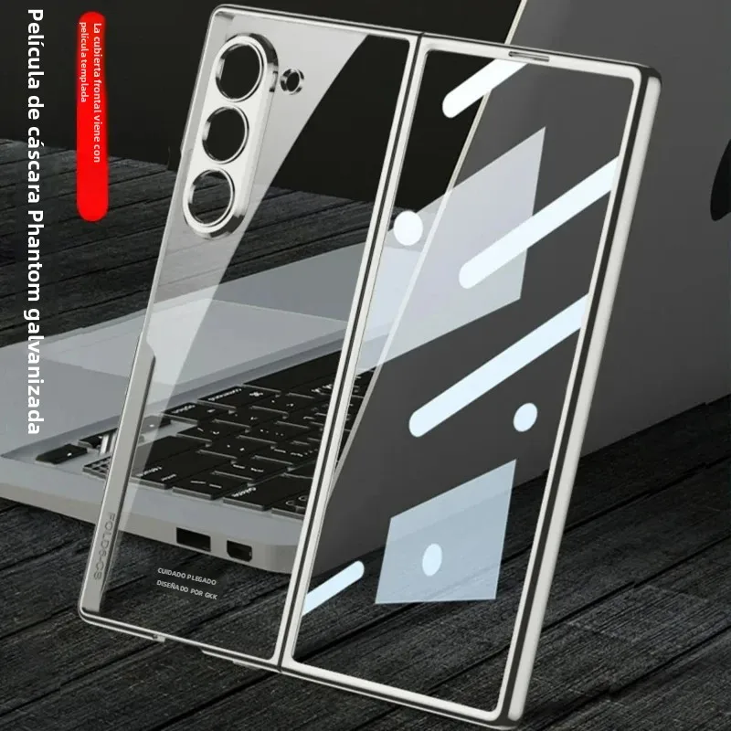 Para Samsung Galaxy Z Fold 7 funda ultrafina galvanizada transparente con película templada a prueba de golpes accesorios de cubierta trasera dura - imagen 4