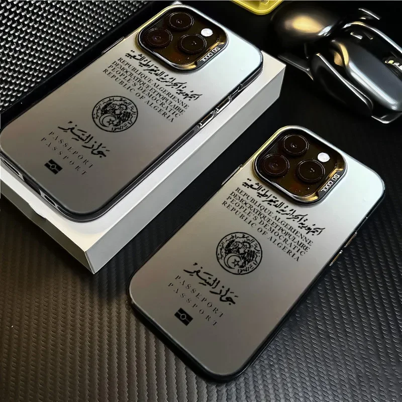 Funda de teléfono con pasaporte de Argelia para iPhone 16 14 17 Air Pro Max 15Plus 11 13 12 16e XS XR caramelo mate letra a prueba de golpes funda Coque - imagen 2