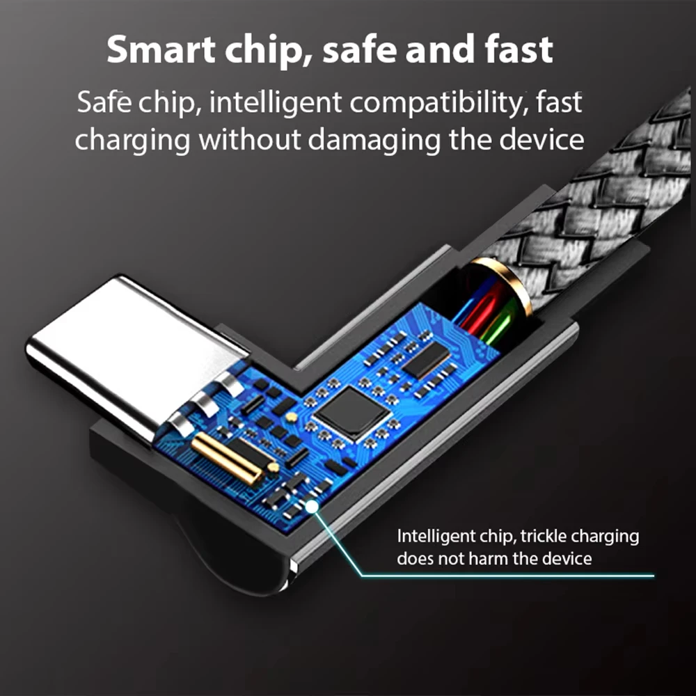 NNBILI 6A USB C codo tipo C 120W Cable de carga rápida 3m 5m Cable de carga extensible para teléfono para Samsung Huawei Xiaomi Oppo Vivo VR - imagen 2