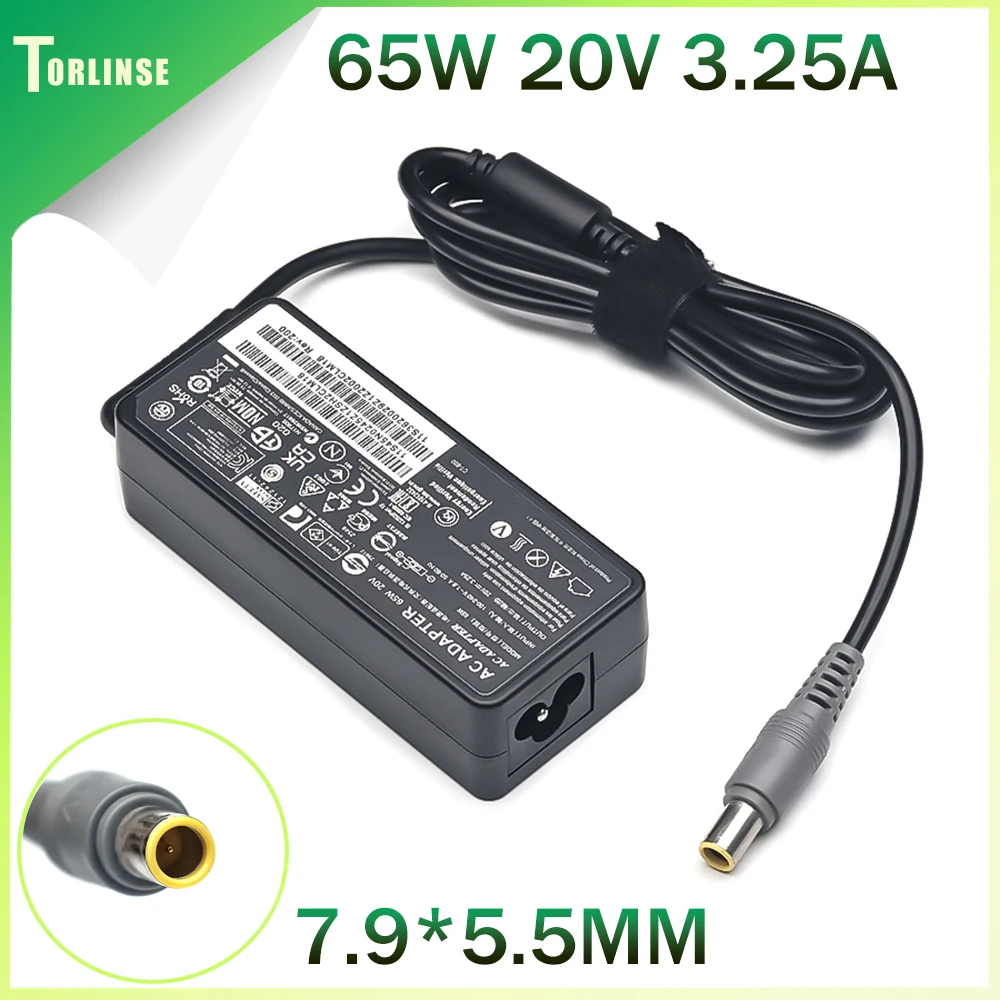 Cargador de 20V 3.25A 65W para Lenovo Thinkpad Edge E130 E335 E430 E435 E530 SL510 T520 X120 adaptador de CA para ordenador portátil cable de alimentación