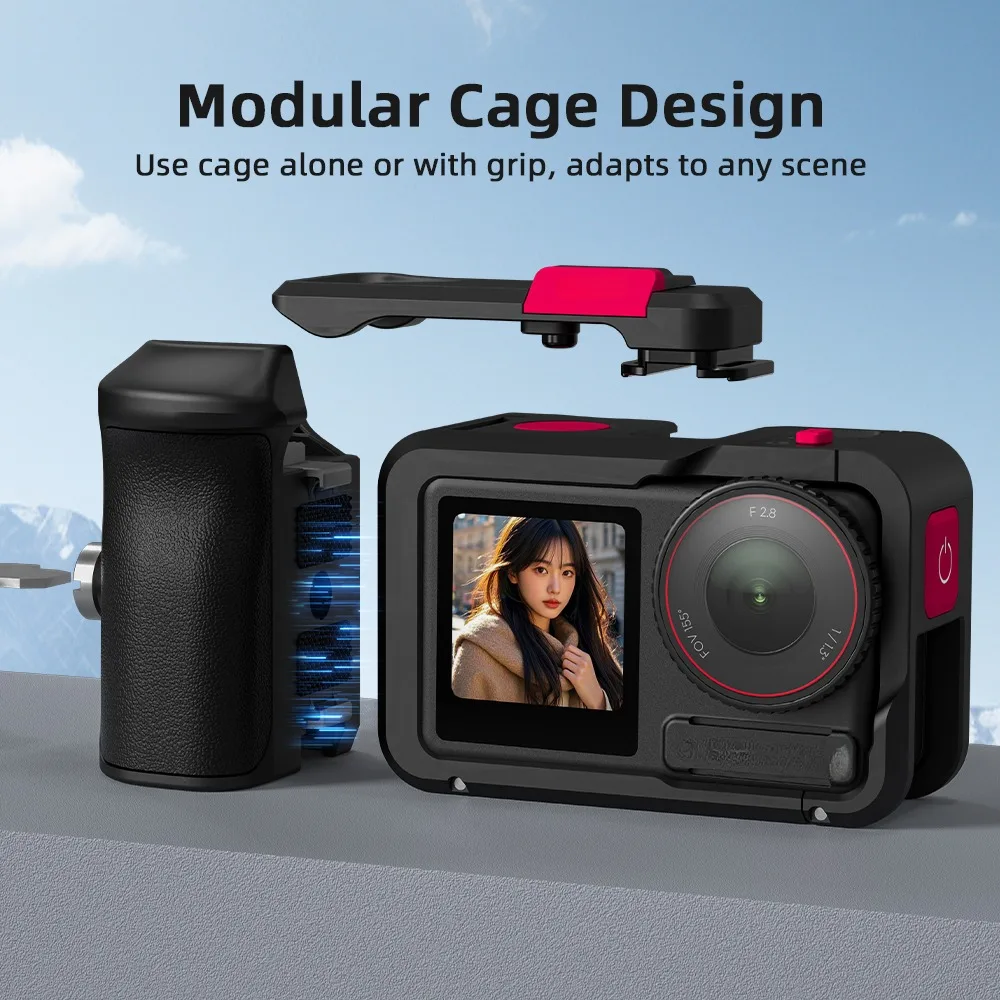 Kit de agarre Xplorer de aleación de aluminio, marco de cámara, botón de obturador, agarre de calle de liberación rápida, soporte Vlog para DJI Action 3/4/5 Pro - imagen 5