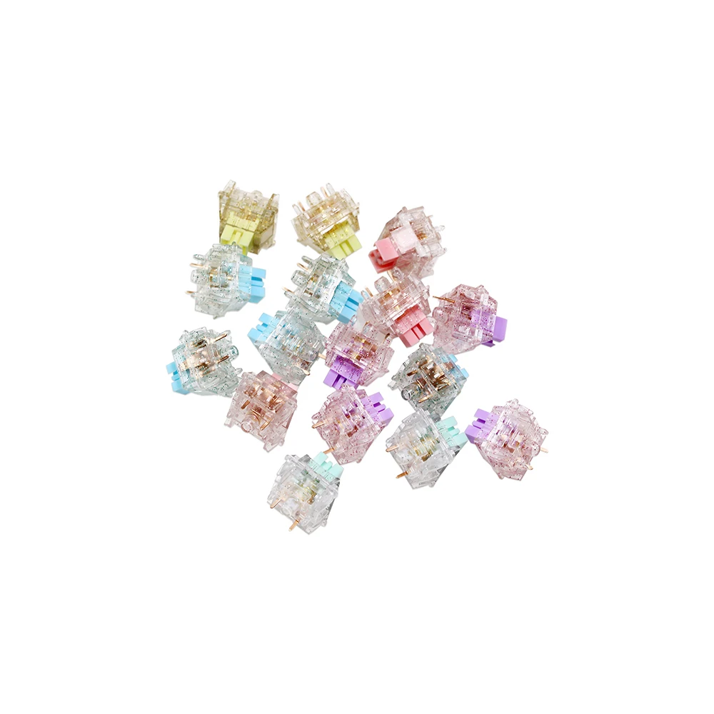 KeyFirst interruptor Bling para teclado mecánico lineal, 5 pines, prelumado, RGB, 30g, 45g, 62g, 67g, 80g, Force, 60m, dorado, amarillo y morado