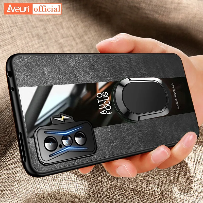 Funda de cuero con soporte de anillo para Xiaomi Redmi K40 K50, funda de teléfono de silicona para juegos, Poco F3 F4 GT F2 X3 NFC X4 Pro M3 M4 Pro - imagen 2