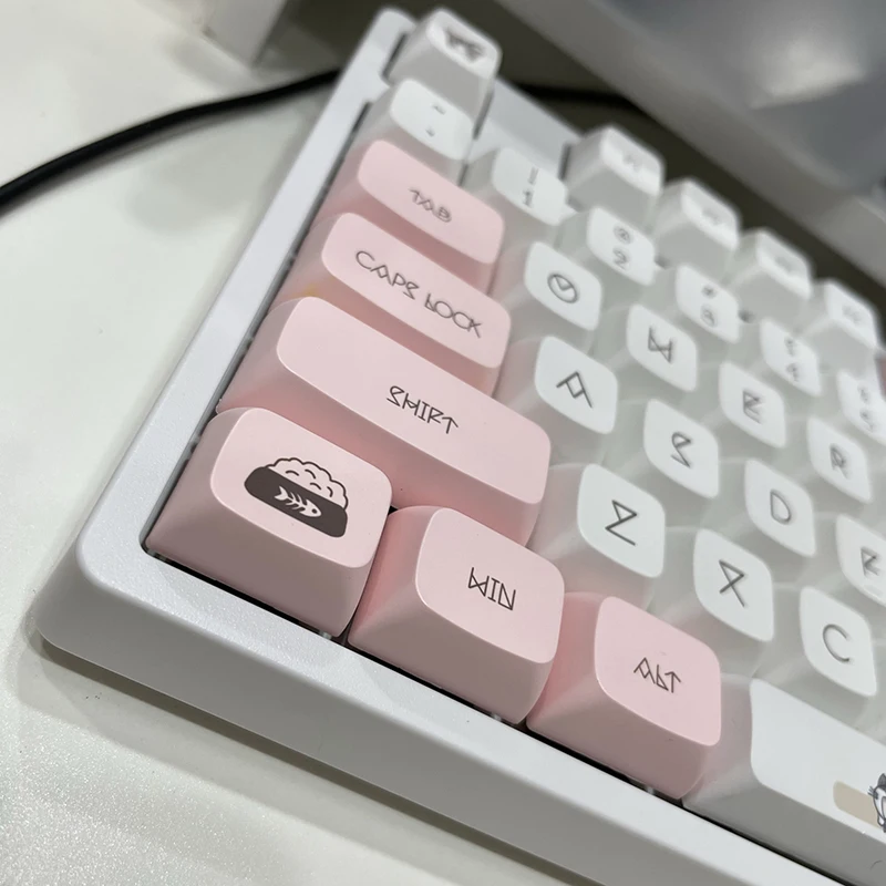 Teclas de perfil XDA de 136 teclas, teclas PBT DYE-SUB con tema de gato bonito, teclas rosas para teclado mecánico para juegos Cherry Mx Switch GMMK Pro - imagen 4