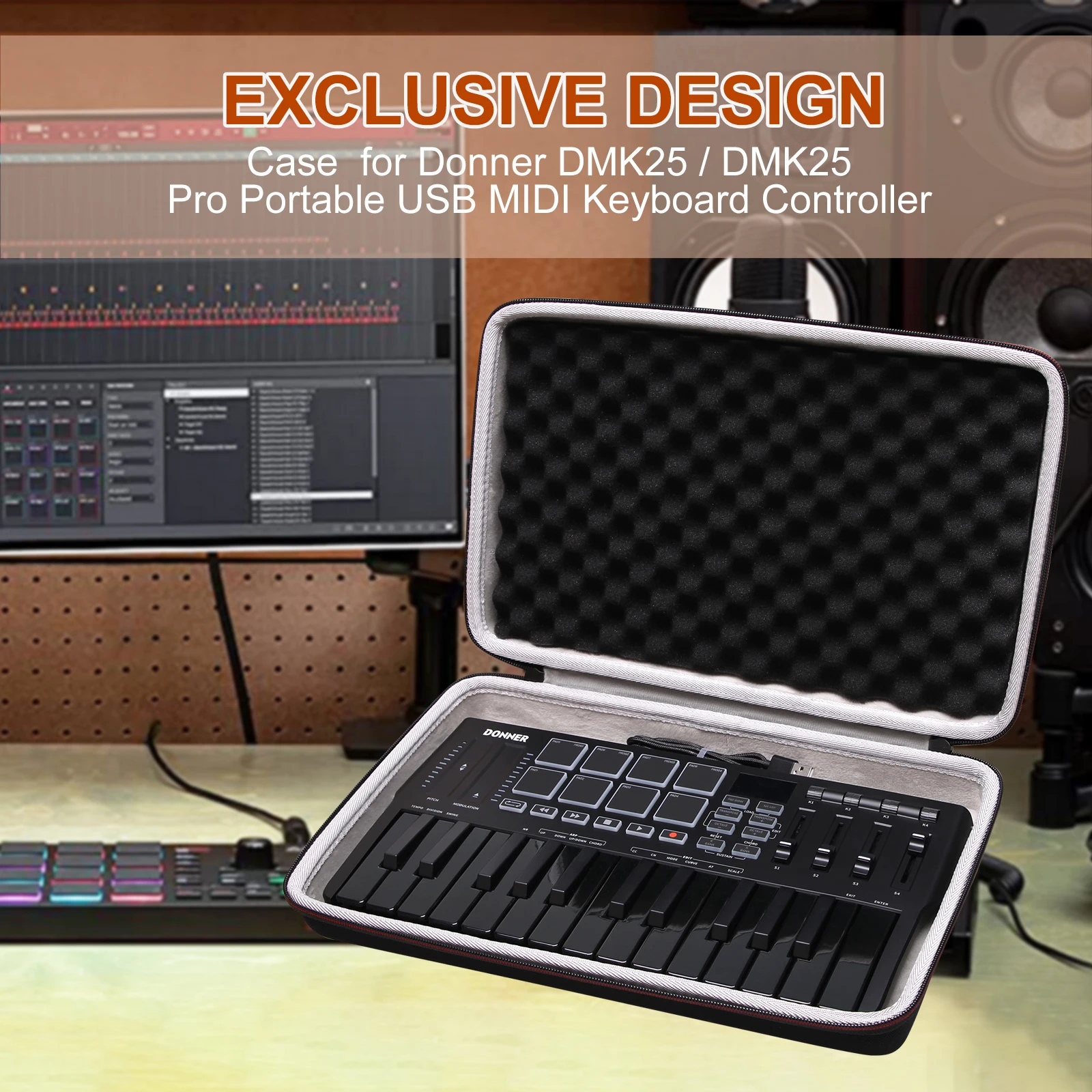 LTGEM MIDI Funda para Donner DMK 25 PRO MIDI Controlle Bolsa de transporte de almacenamiento Accesorios para controlador de teclado MIDI - imagen 4