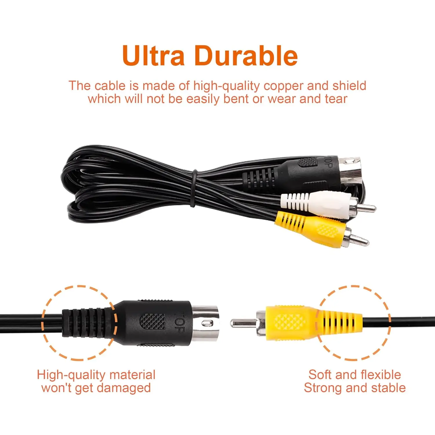 Para SEGA Mega Drive 1 Cable de Audio y vídeo AV Cable RCA 1,8 M/6 pies conexión AV enchufe compuesto de 5 pines para accesorios Genesis 1 - imagen 4