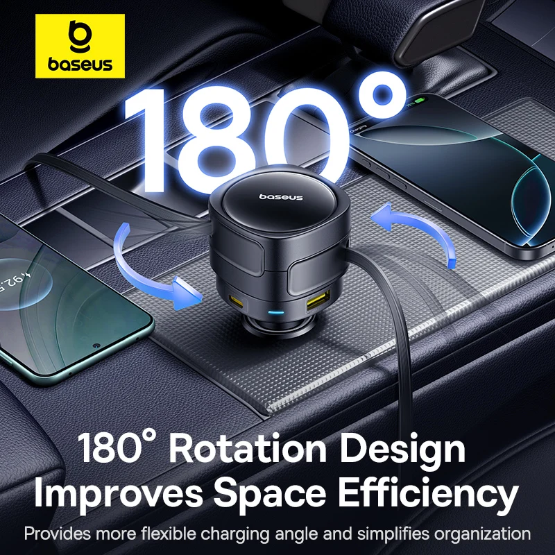 Baseus 90W cargador de coche tipo C iP Cable retráctil Dual cargador de teléfono PD QC SCP AFC PPS carga rápida para iPhone Samsung Xiaomi - imagen 4