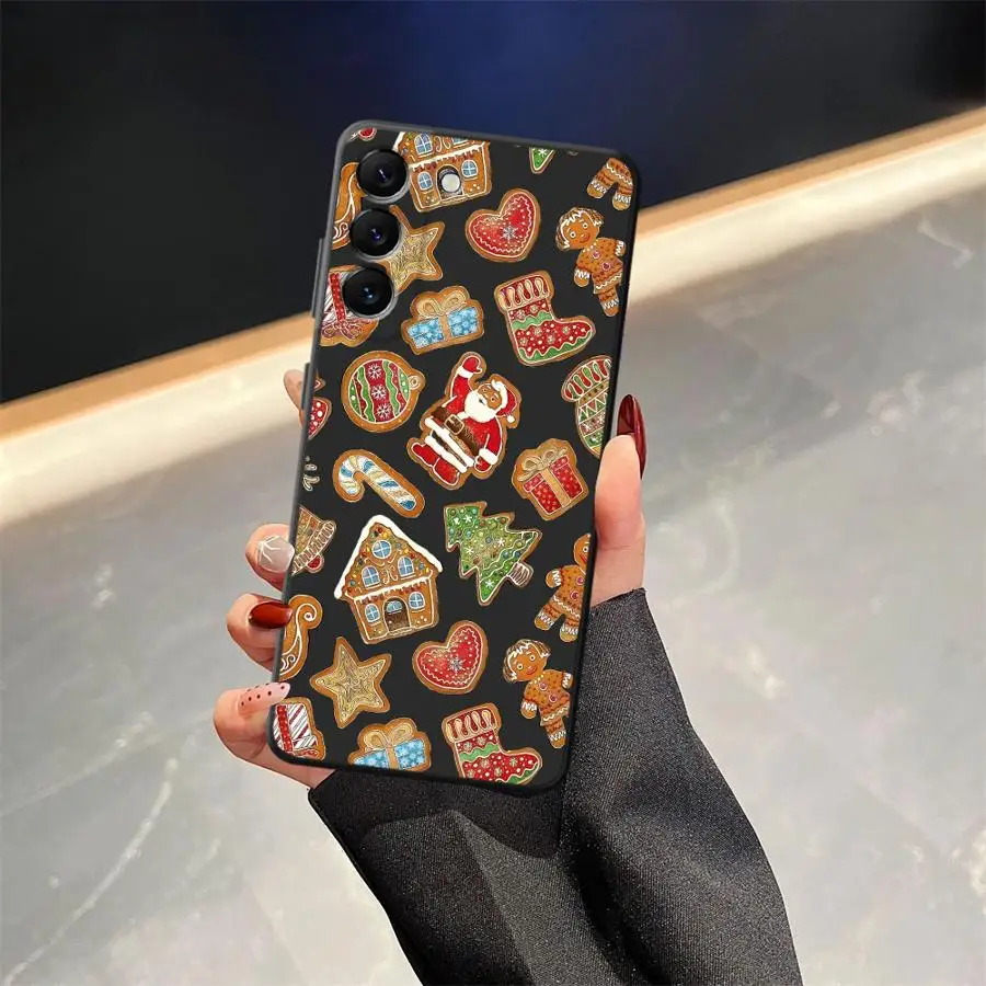 Funda de teléfono suave negra para Samsung Galaxy A30 A15 A05 A70 A17 A40 A16 A10 A12 A04 A50 A06 A20 A13 galletas de dibujos animados de Navidad - imagen 5