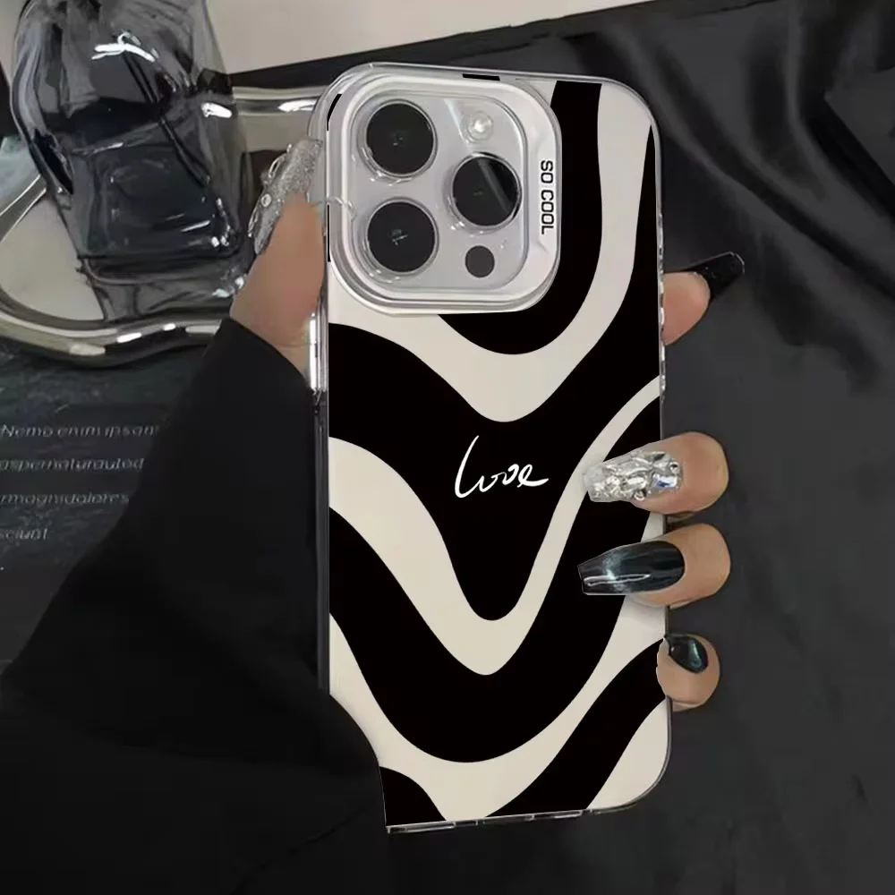 Funda de teléfono a rayas de lujo para iPhone 13 11 16 15 Pro Max 14 12 16promax 15promax 14promax Funda suave IMD Mate a prueba de golpes - imagen 4