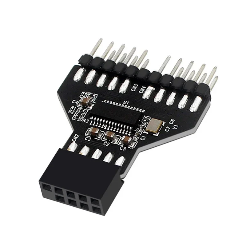 2 unids/lote placa base USB2.0 interfaz de 9 pines divisor de cabezal 1 a 2 adaptador de Cable de extensión