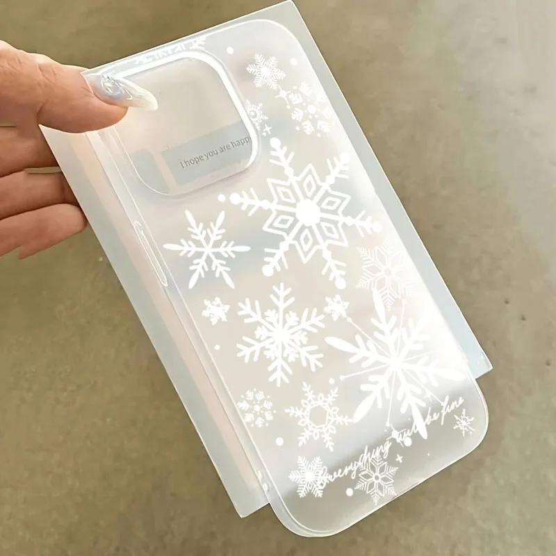 Funda de teléfono transparente con diseño de copo de nieve de Navidad e invierno para iPhone 17 16 15 14 13 12 11 Pro Max XS X XR 7 8 Plus 17 Air Cover - imagen 2