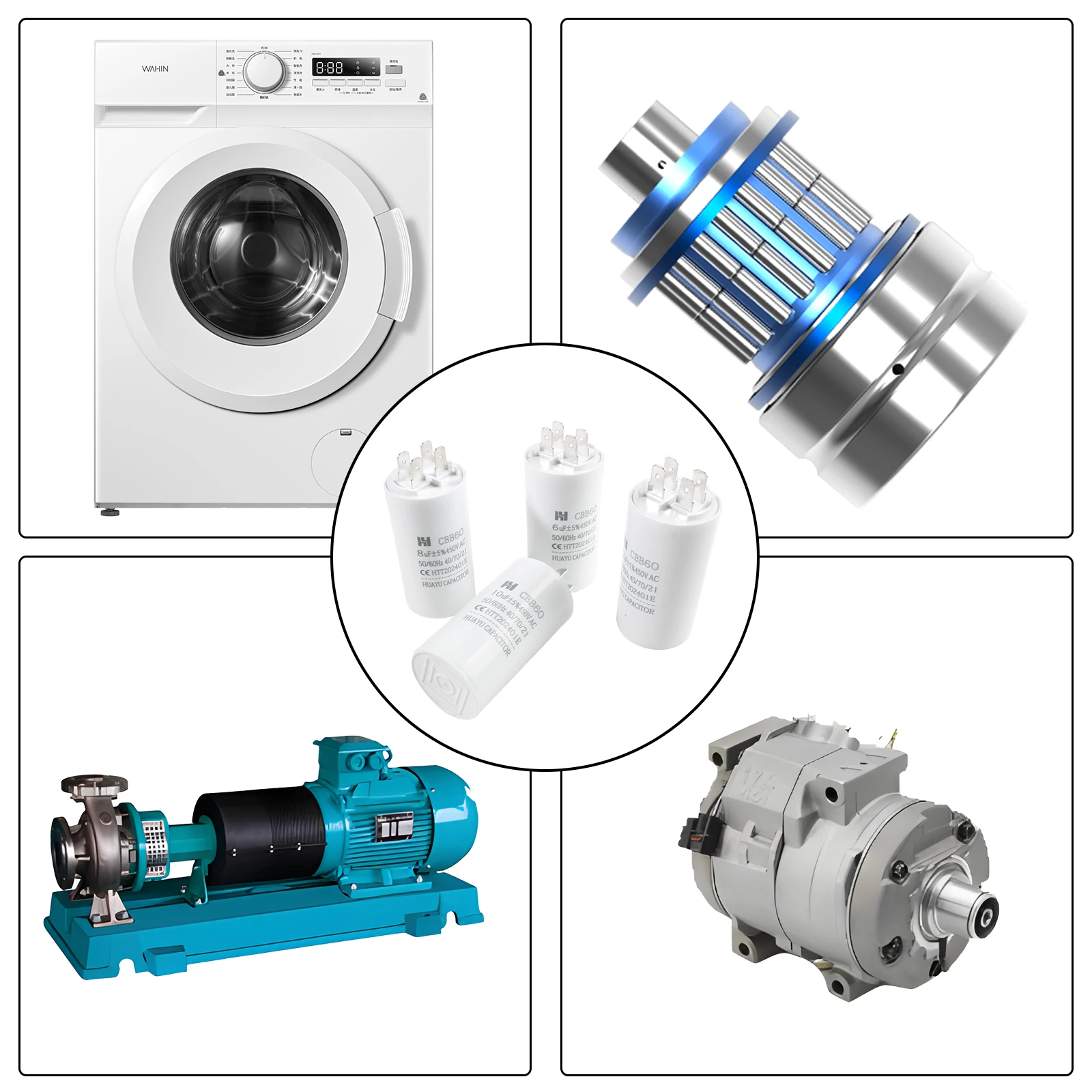 Condensador CBB60 450VAC doble inserción 50/60hz condensador de arranque y funcionamiento de repuesto eléctrico para compresor de aire Motor de bomba de agua - imagen 5
