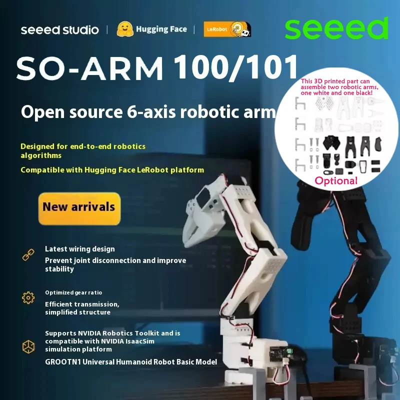 Seeed SO-ARM101 / SO-ARM101 AI-Arm Servo Motor Kit Pro para LeRobot (piezas impresas en 3D opcionales) de bajo costo