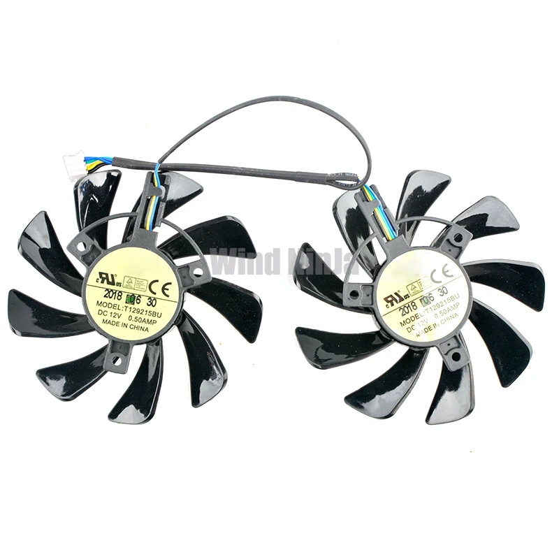 T129215BU Ventilador de refrigeración de tarjeta gráfica de 4 pines DC12V 0.50A Compatible con RX570 590 RED DRAGON - Pieza de hardware de computadora - imagen 2