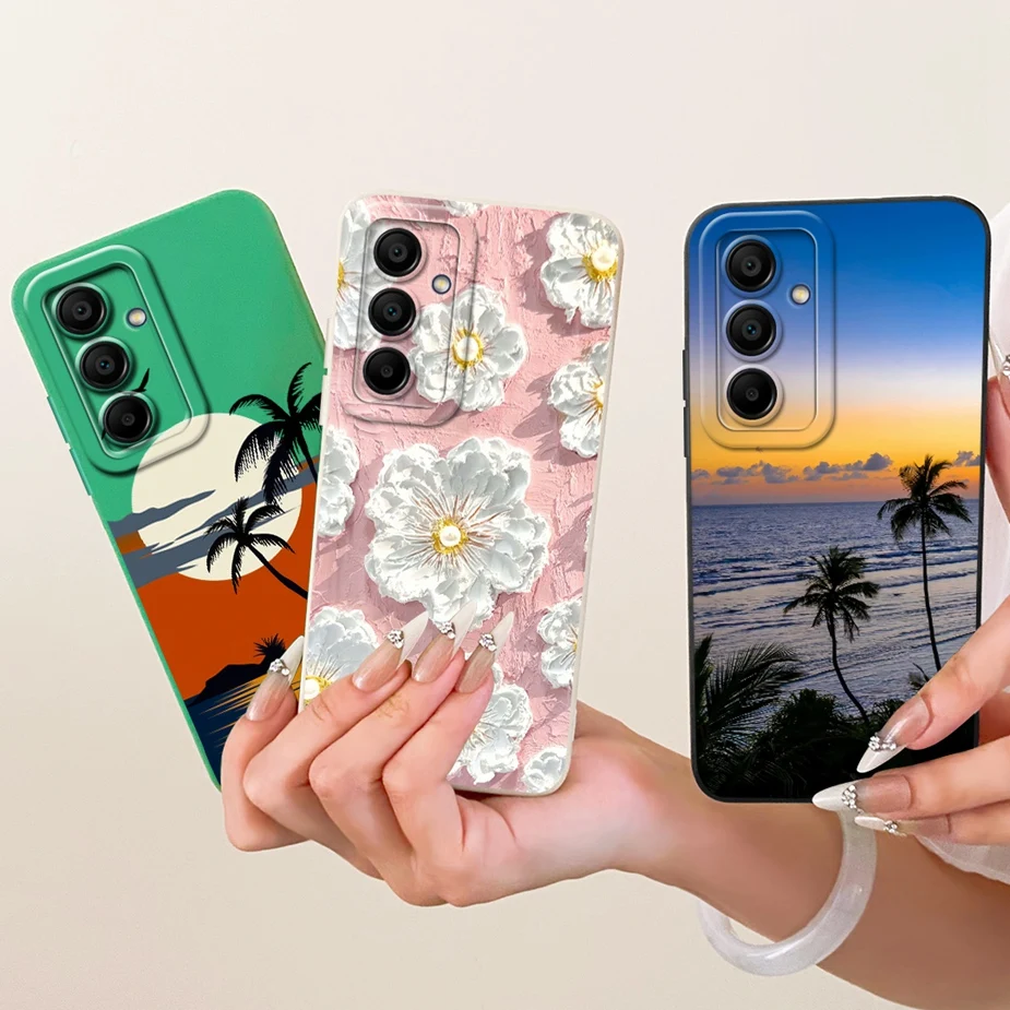 Para Samsung Galaxy A15 A25 A35 A55 5G funda de lujo flores caramelo pintado funda de teléfono para Samsung A15 A 25 35 Galaxy A55 carcasa suave - imagen 2
