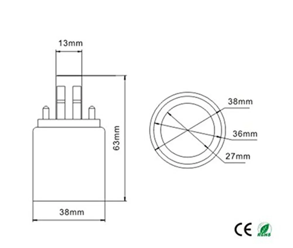 4 Uds GX23 a E26 E27 CFL GX23-2 a Edison tornillo de luz portalámparas bombilla LED Base adaptador convertidor (2P en paralelo, doble pestaña) - imagen 4