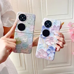 Funda de flores creativa para Huawei Pocket 2 Pocket S P50 Pocket 5G, funda protectora completa dura con forma de corazón y planta de flores de lujo