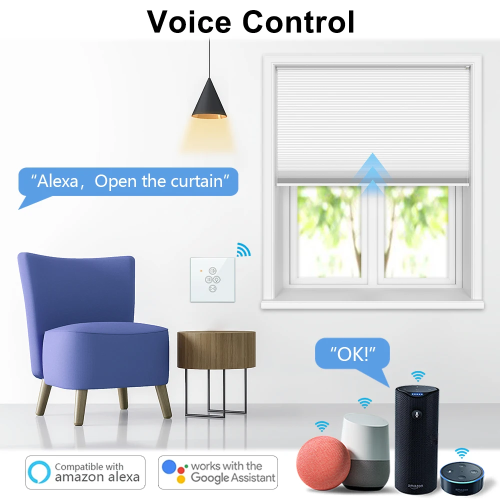 RiooCubee Tuya Smart Life cortina de luz negra Panel táctil interruptor Control remoto temporizador Control por voz a través de Google Home Alexa - imagen 3