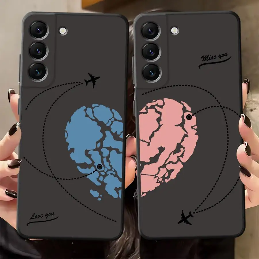 Funda para Samsung Galaxy A17 A40 A16 A06 A30 A15 A10 A12 A50 A05 A04 A70 A20 A13 funda negra suave para teléfono estilo pareja tierra
