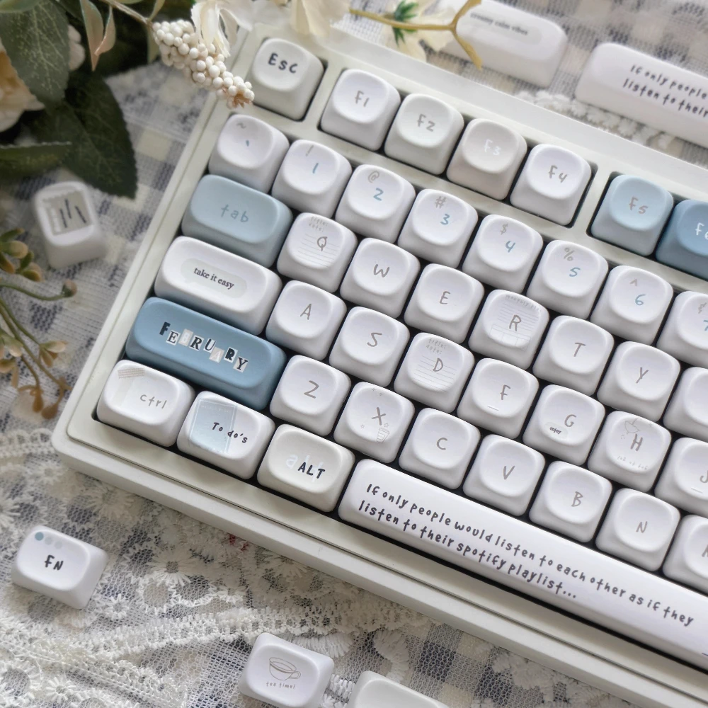 Monologo Keycap Cherry Moa blanco lechoso Ins manual estilo Keycap 138 teclas Simple estilo blanco Alice diseño Iso Layout Keycap - imagen 2