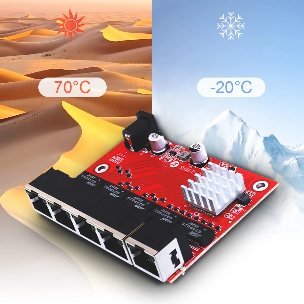 Conmutador de red Gigabit de 5 puertos, placa PCBA, concentrador de red con puerto de monitoreo, expansor de puerto de red PCBA, compatible con fuente de alimentación de 5-12V - imagen 4