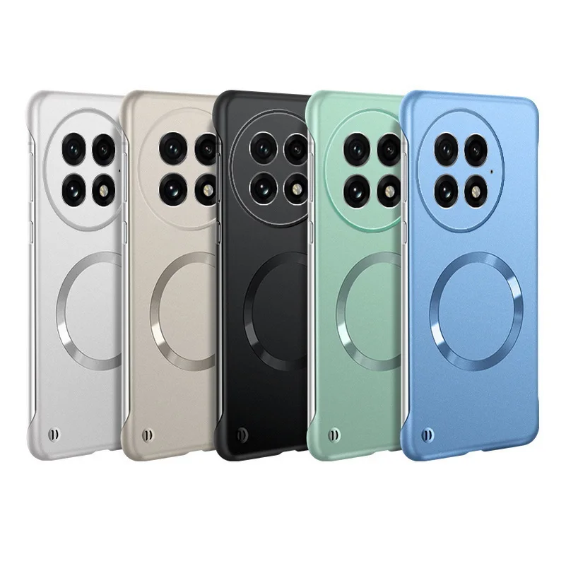 Funda de teléfono magnética Magsafe de marco delgado para OnePlus 13T 13 13R 12R 11R One Plus nord 5 ce5 cubierta protectora de cámara mate dura delgada