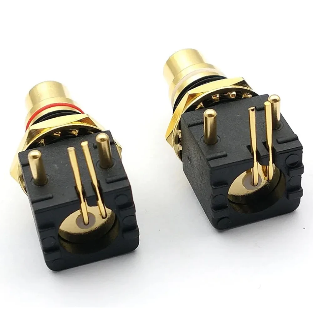 Terminal RCA chapado en oro y cobre, conector hembra de 2 piezas, PCB, Audio, soldadura de 90 grados, rojo y blanco - imagen 4
