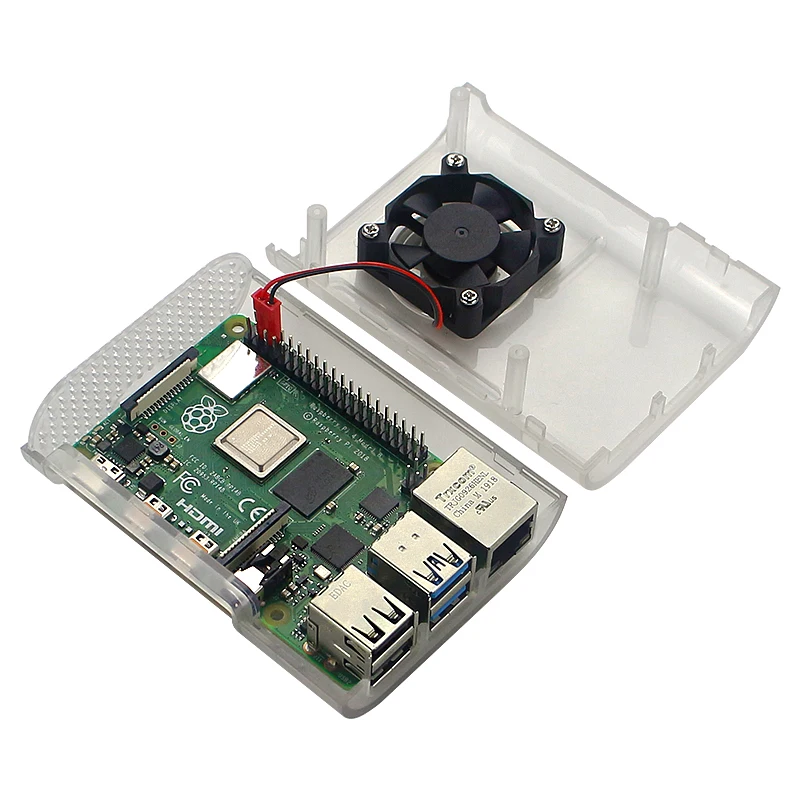 Carcasa de ABS para Raspberry Pi 4B, fácil de instalar negra carcasa transparente, carcasa de alta calidad con ventilador de refrigeración para Raspberry Pi 4 Modelo B - imagen 5
