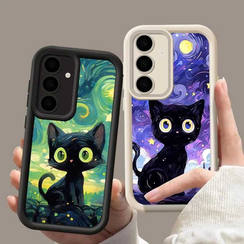 Funda de teléfono con diseño de gato y cielo estrellado S25Ultra, Funda para Samsung S25 S24 S23 Ultra, Funda para Galaxy S22 S20 Plus S21 FE S24FE - imagen 2