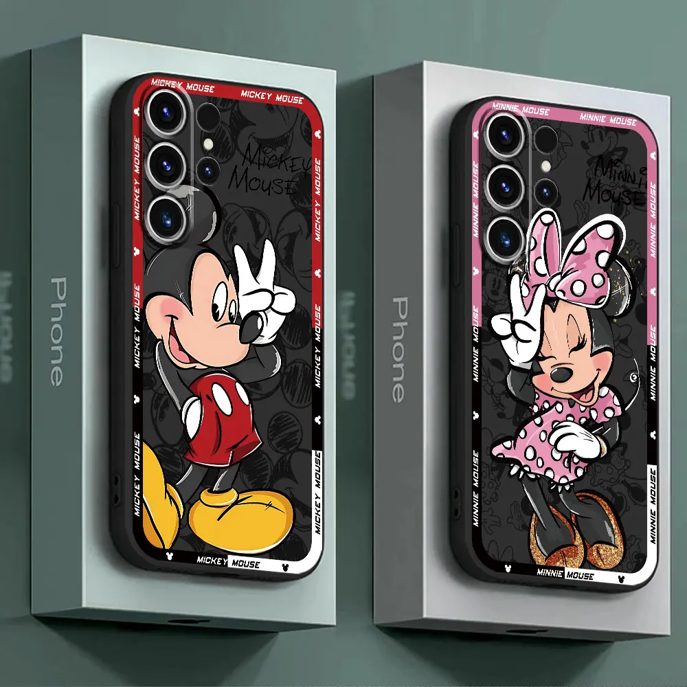 Capa Disney Mickey Minnie Mouse lindo negro suave funda para Samsung Galaxy S24 Ultra S21 5G S22 Plus S23 Ultra S21 FE S20
