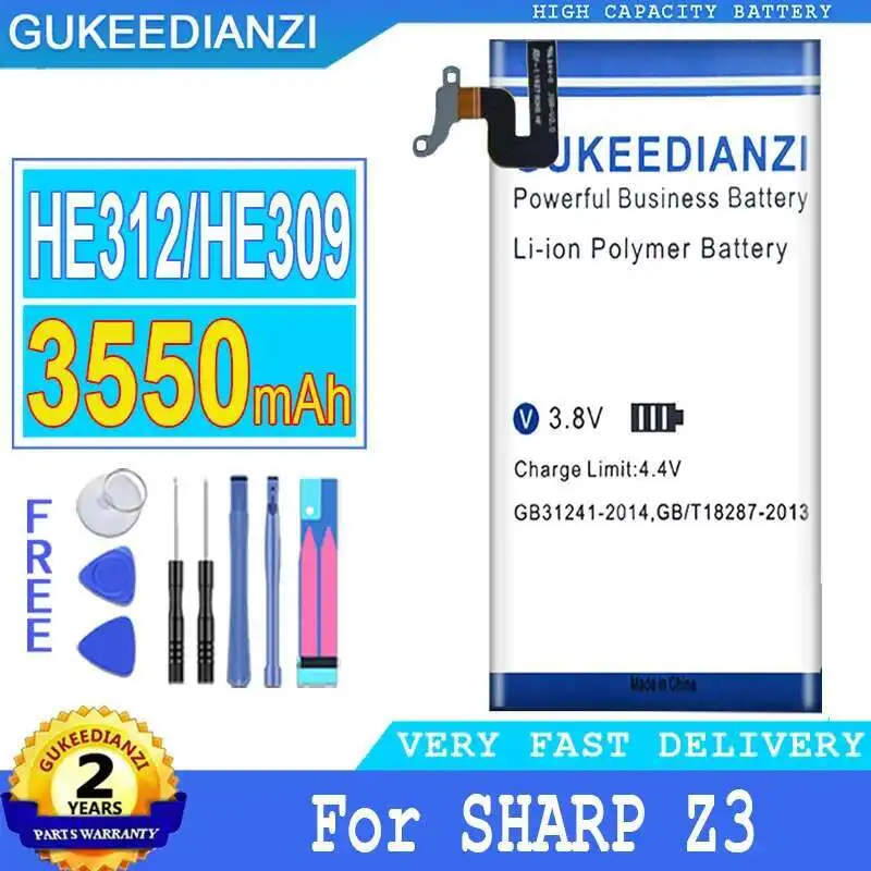 Reemplazo Premium HE312 HE309 para Sharp Z3 L900S FS8009 3550Mah batería de teléfono móvil segura