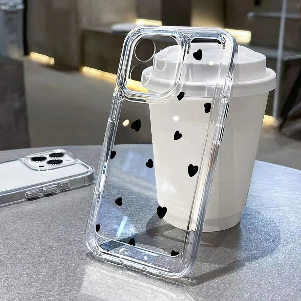 Funda transparente con forma de corazón para iPhone, carcasa completa de color gris para iPhone 13, 12, 14, 15, 11, 15 Pro Max - imagen 4