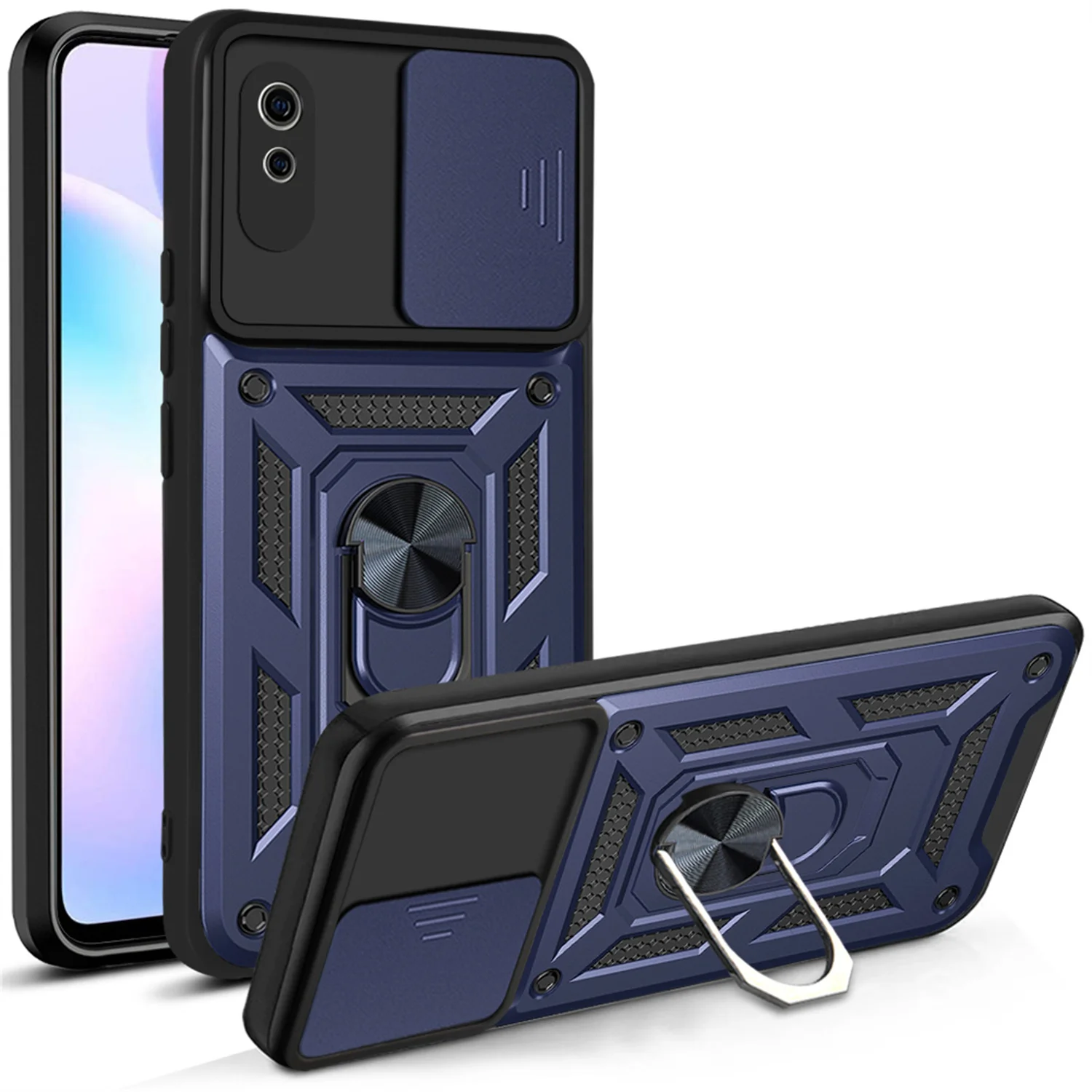Anillo magnético de lujo lente de cámara Redmi 9A funda de armadura de grado militar para Xiaomi Redmi 9A funda protectora de teléfono