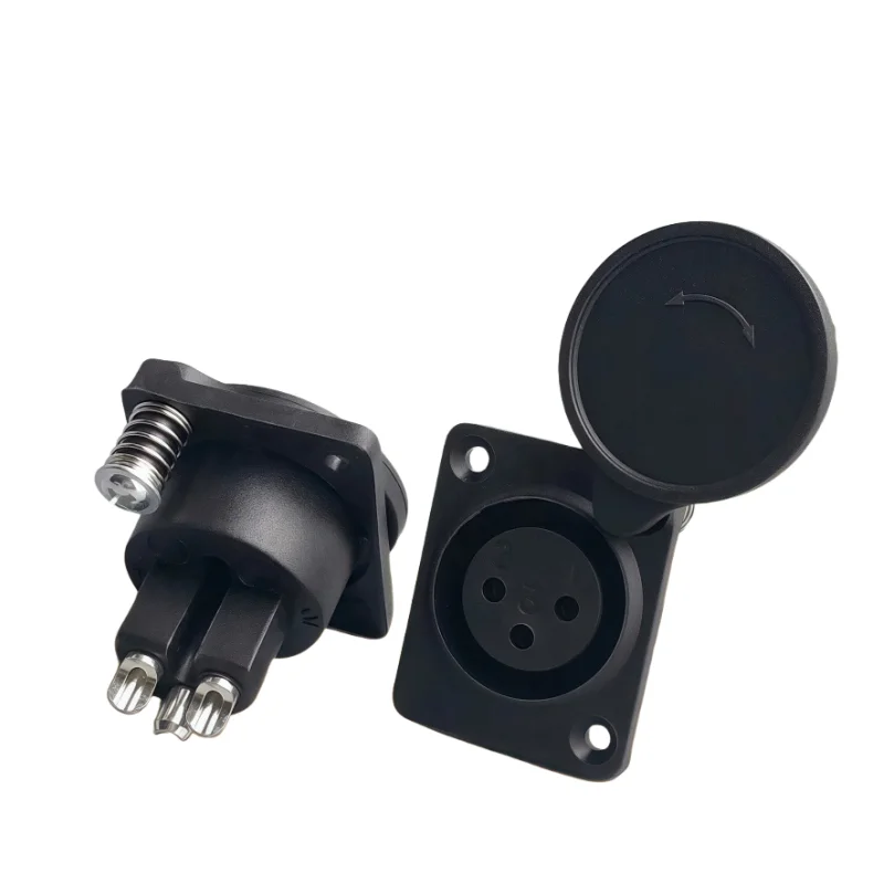 1 Uds XLR 3 pines impermeable hembra chasis Panel montado adaptador de enchufe soldadura para conector de micrófono de alimentación negro - imagen 5