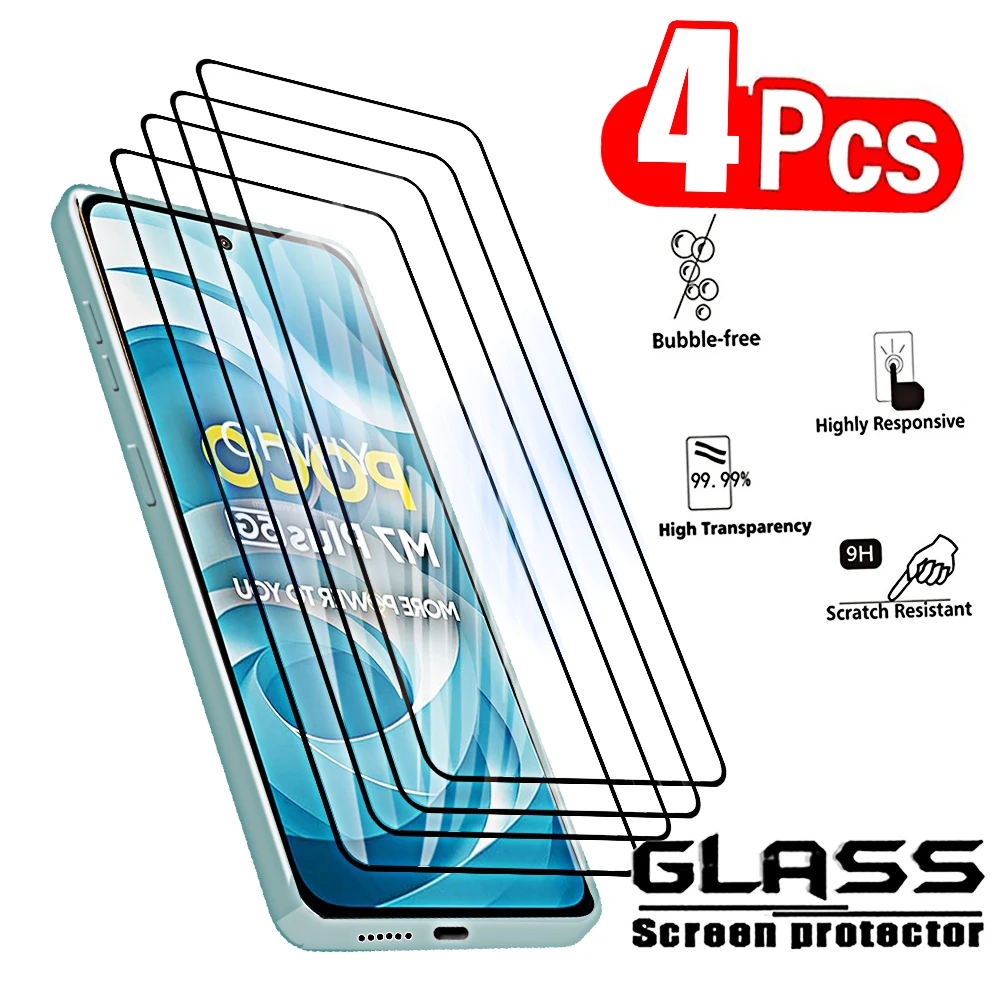 4 Uds vidrio templado para Xiaomi Poco M7plus 5G protectores de pantalla película protectora de cubierta completa para Xiaomi Poxo Pocco M7 M 7 Plus M7 + - imagen 2