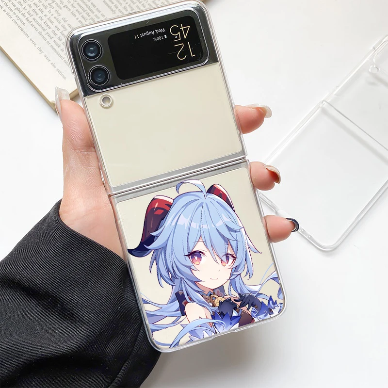 Funda de teléfono para Samsung Galaxy Z Flip 4 5, carcasa de PC dura transparente, Genshin Impact Game para Samsung Z Flip 3, funda Couqe, parachoques - imagen 5