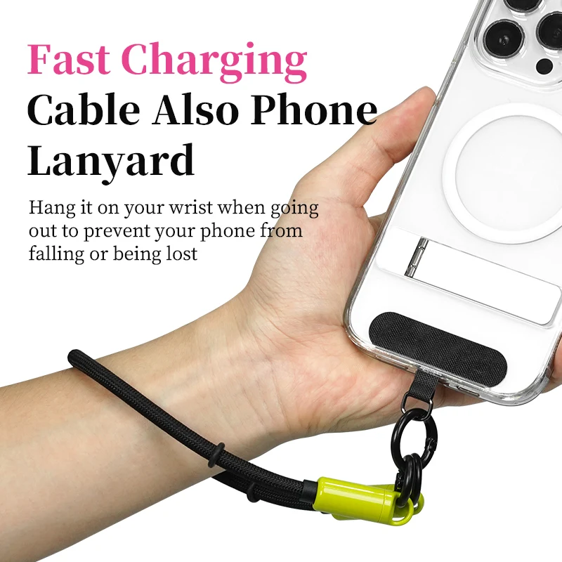 Hagibis Cordón para teléfono móvil Cable tipo C Llavero portátil Cable de carga USB C a C Cable de muñeca para iPhone 17 Pro Power Bank SSD - imagen 3