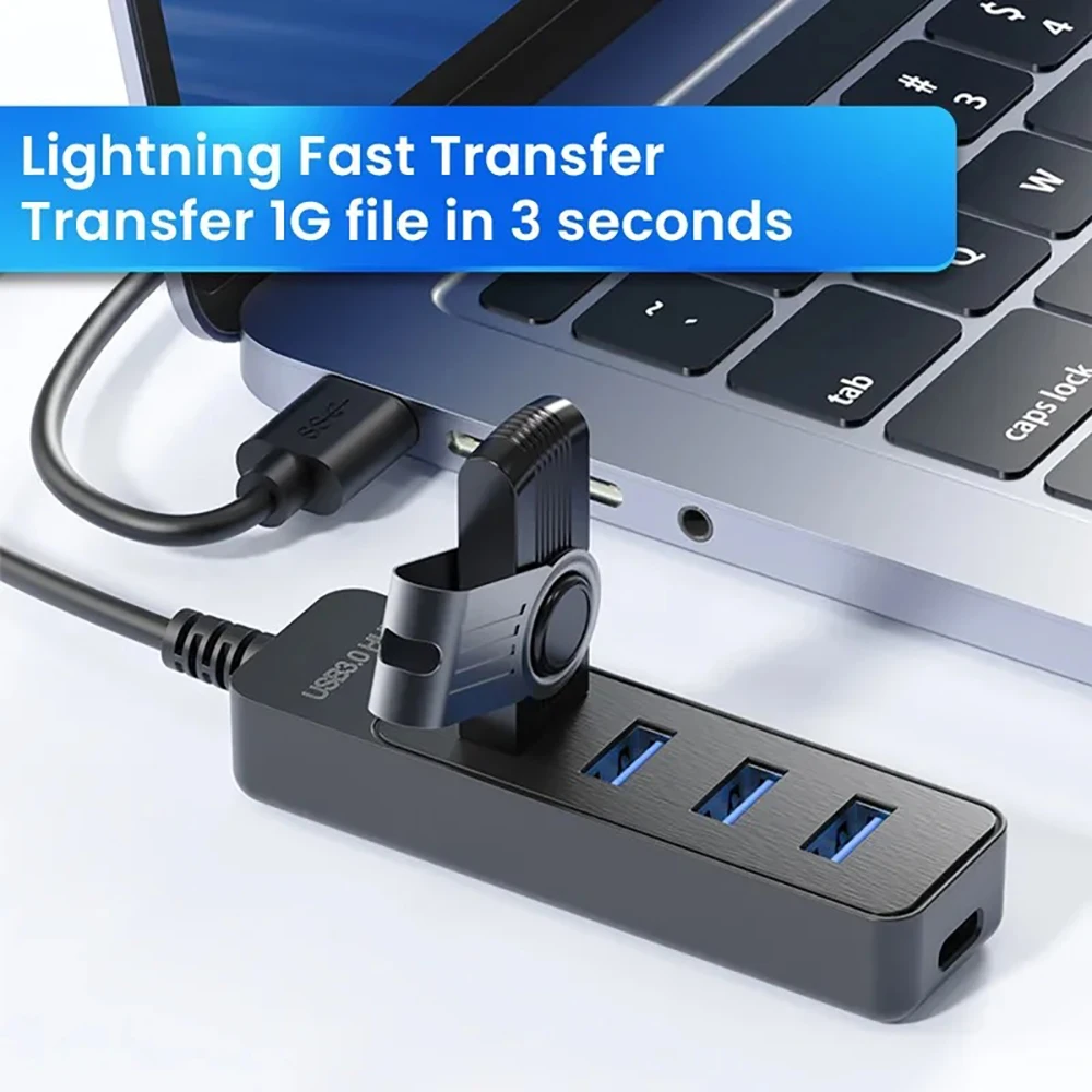 USB 3,0 2,0 Hub 4 puertos Multi USB HUB extensor transferencia de datos de alta velocidad tipo C divisor adaptador de corriente para accesorios de ordenador y PC - imagen 2