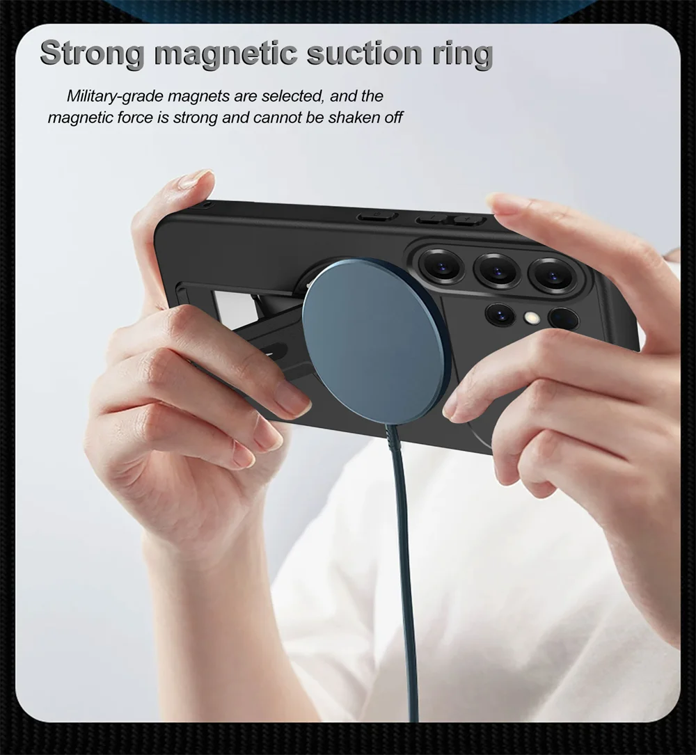 Funda de teléfono con soporte plegable magnético de lujo para Samsung S26 S25 Edge S24 Plus FE S23 S22 Ultra A56 A55 A54 A52 A16 A15 A12 - imagen 4