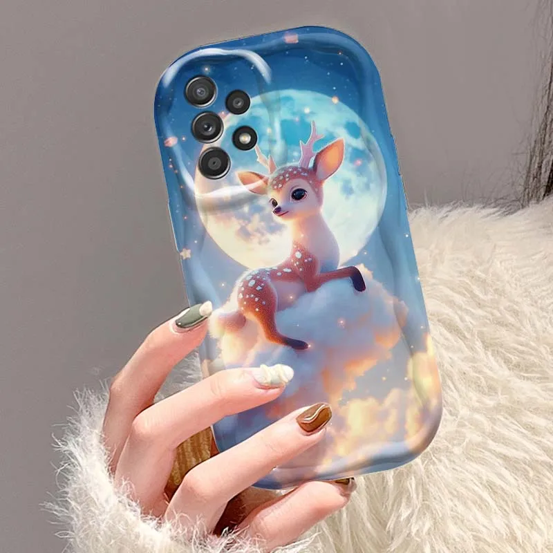 Funda de teléfono Popular con diseño de caballo ciervo de Navidad para Samsung A73 A72 A71 A56 A55 A54 A53 A52 A51 A32 A36 A26 A25 A13 A14 5G aceite ondulado - imagen 5