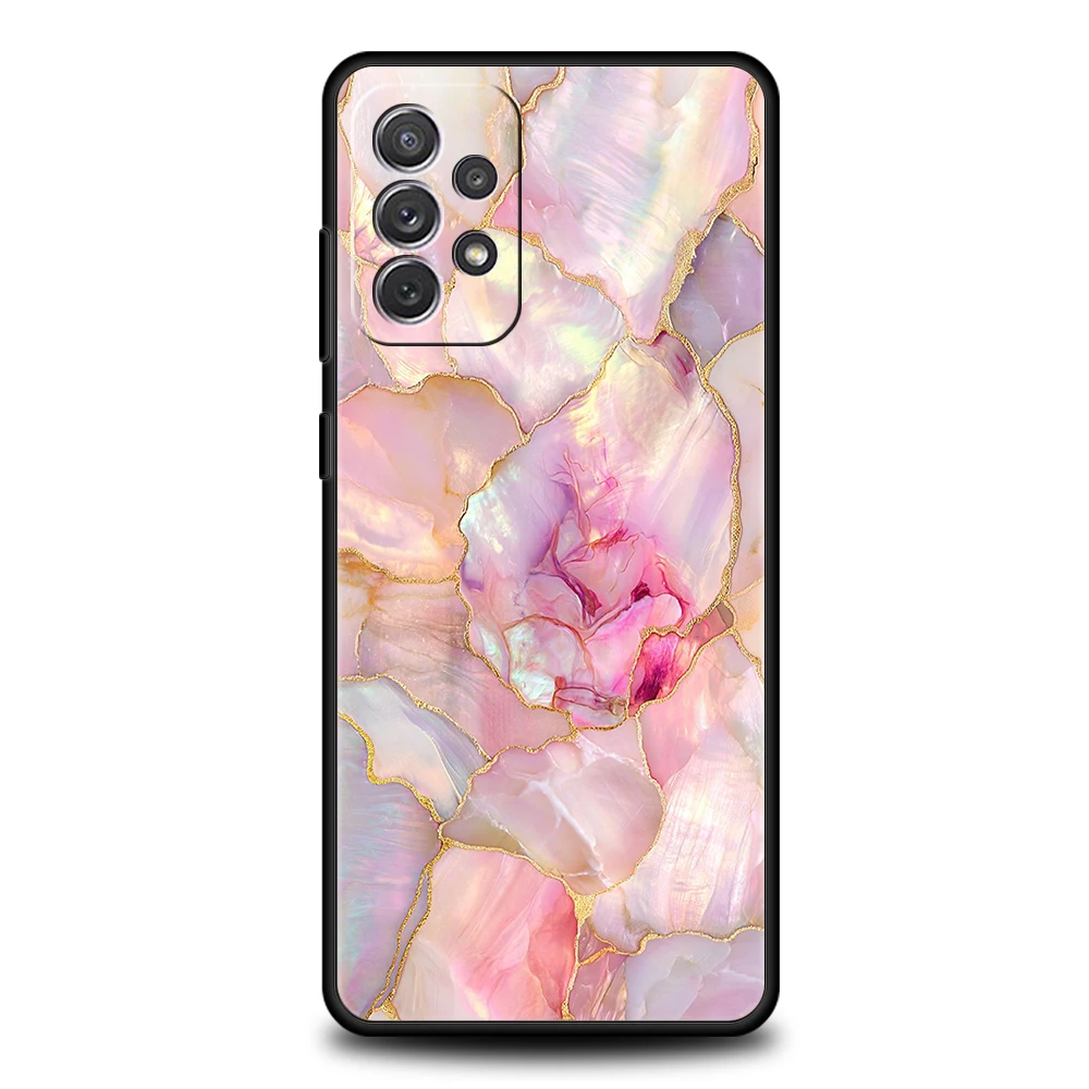 Funda de teléfono para Samsung A15 A13 A35 A55 A51 A71 A41 A31 A03S A05 A17 A23 A25 A33 A53 A73 5G A07 4G, funda de moda dorada y rosa mármol - imagen 4