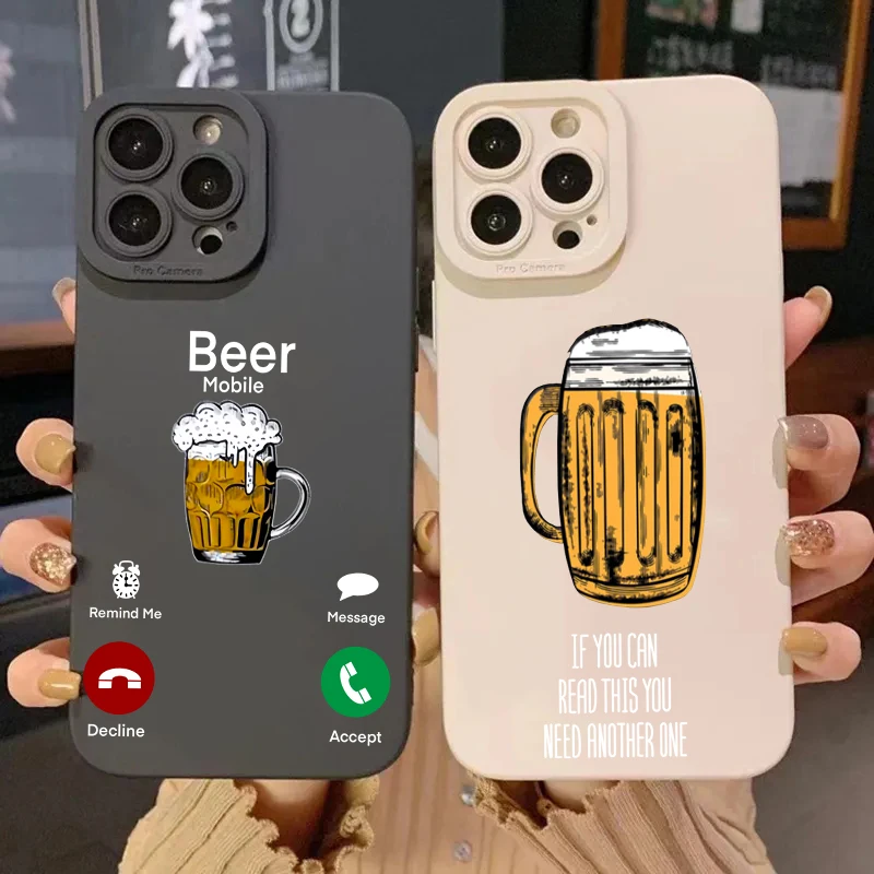 Funda de teléfono para Samsung Galaxy S24 S23 Ultra S22 Plus S21 FE A14 A15 A34 A35 A54 A33 A52 A53 divertida llamada de cerveza funda suave de silicona