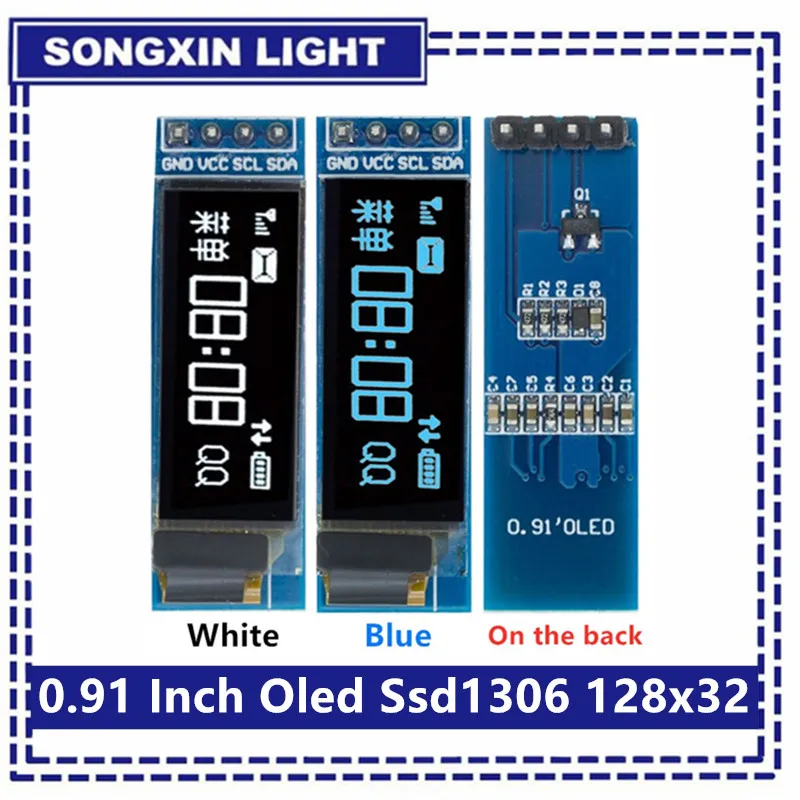 Módulo OLED de 0,91 pulgadas blanco/azul OLED 128X32 OLED LCD módulo de pantalla LED 0,91 "IIC comunicarse para certificación Arduino ROHS