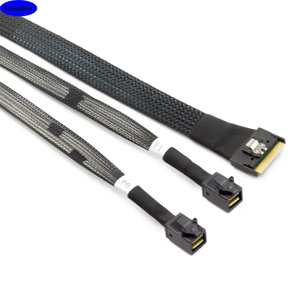 Cable Slim SAS4.0 SFF-8654 8i a Mini SAS HD SFF-8643 de doble puerto - Cable de conexión de servidor/almacenamiento de alta velocidad - imagen 4
