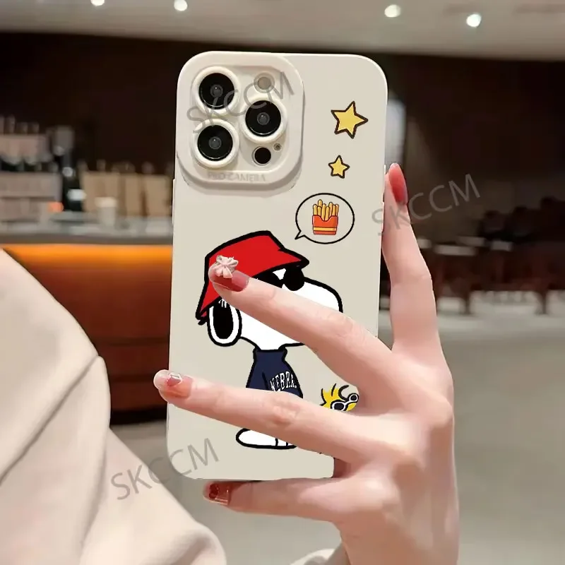 Funda de teléfono con dibujos animados de Snoopy, cubierta bonita a prueba de golpes para iPhone 16, 15, 14, 13, 12, 11 Pro Max, 12, 13 Mini, X, XR, XS MAX, 8, 7 - imagen 3