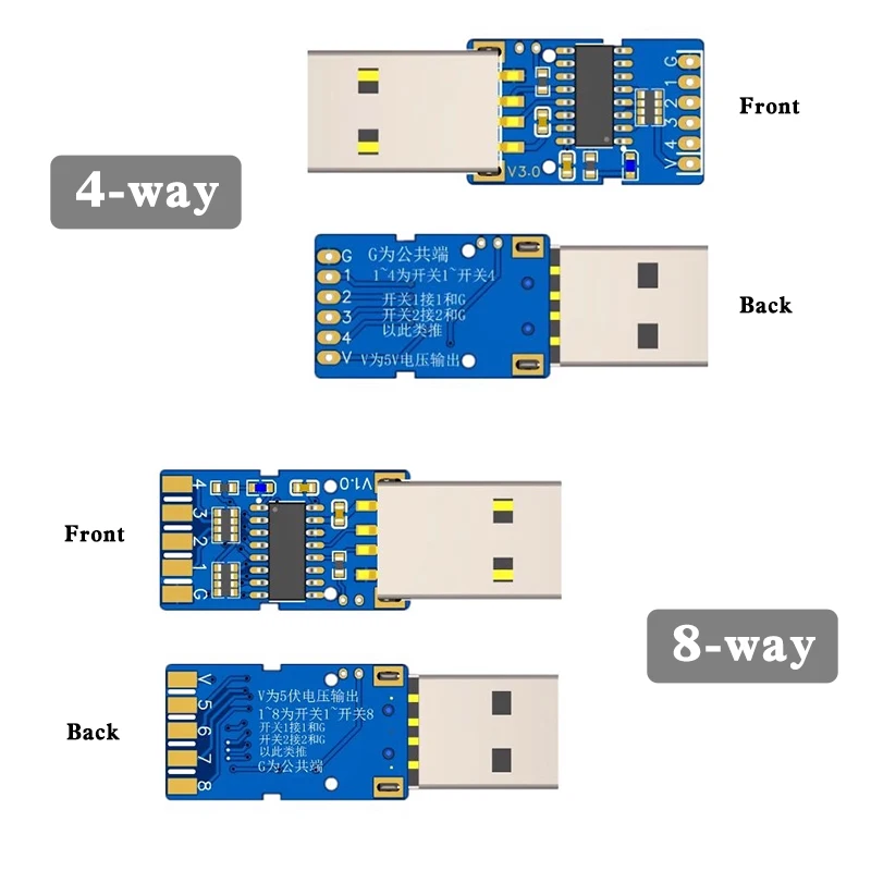 Interruptores de pie USB de 4 vías y 8 vías, botones de placa de circuito de combinación rápida personalizados, simulan el módulo de teclado y el ratón, compatible con retardo de tecla - imagen 5